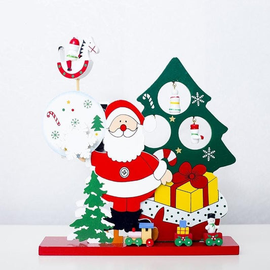2 PCS Christmas Wooden Santa Claus Snowman Music Box (Santa)
