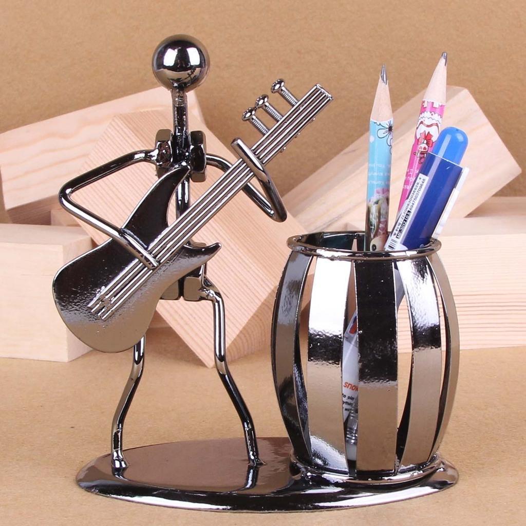 Iron Music Iron Man Brass Band Pen Holder Home Study Office Decoration Ornaments (C164 Electric Guitar )