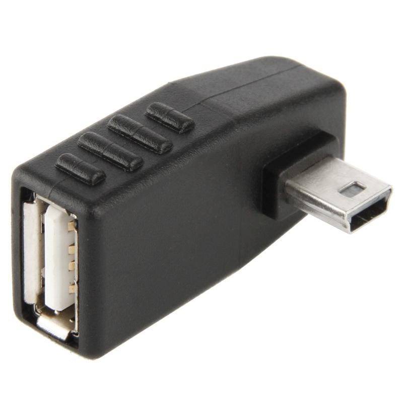 Mini USB Male to USB 2.0 AF Adapter with 90 Degree Right Angled, Support OTG Function (Black)