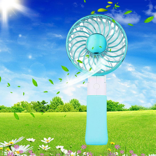 SEMA Foldable Handheld Rechargeable Mini Battery Fan with 3 Speed Control & Lanyard (Blue)