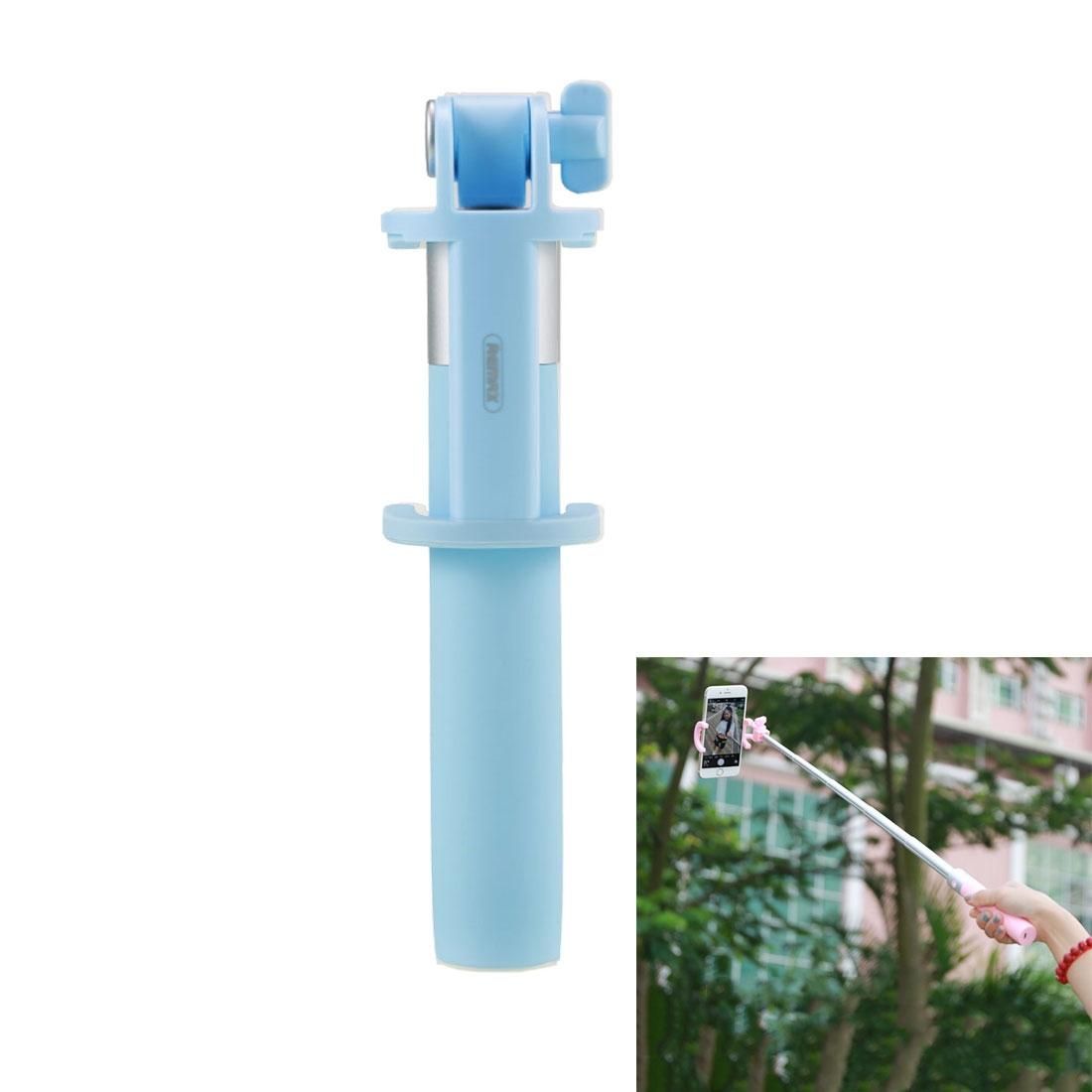 REMAX P7 Bluetooth Wireless Handheld Selfie Stick for Smartphones, Clip Extension Length: 5.5cm - 9.0cm (Blue)