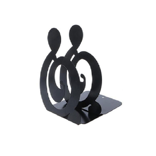 2 PCS Musical Note Metal Bookends Iron Support Holder Desk Stands For Books (Black Treble)