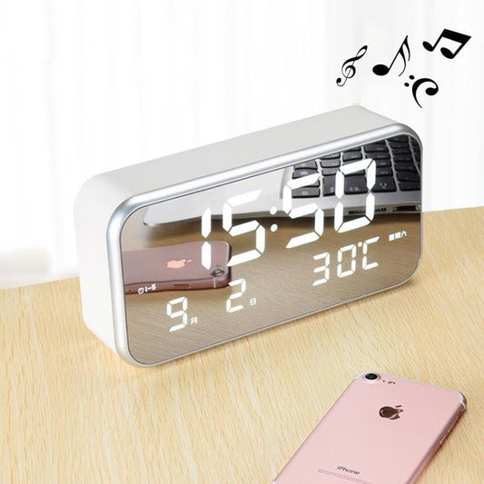 Multi-functional Large Screen LED Digital Music Alarm Clock with Time / Week / Temperature / Calendar Display & Remote Control, DC 5V