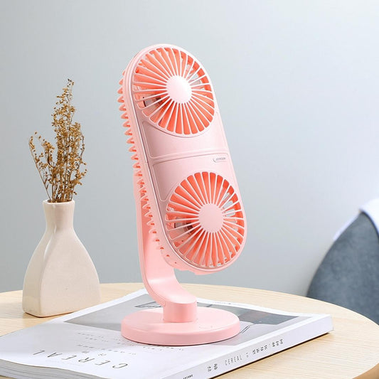 JOYROOM JR-CY312 Vertical Double Engine Fan Portable Handheld Mini Electric Fan (Pink)
