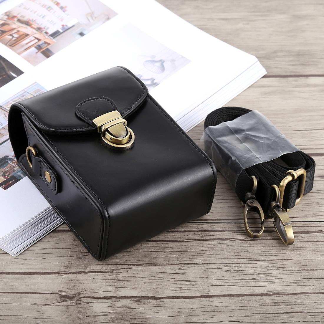 Full Body Camera Buckle Lock PU Leather Case Bag with Hand Strap & Neck Strap for Canon G7X II / G9X Mark II, Sony RX100 / M2 (Black)