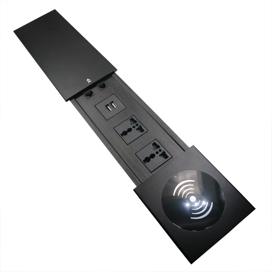 Desktop Sliding Socket 2 Universal plug with USB A&A charging with Telephone/ Network, with 1.8m power cable