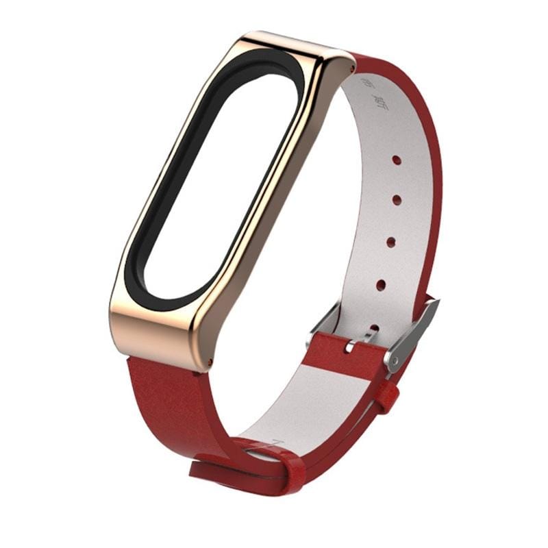 Mijobs PU Leather Strap for Xiaomi Mi Band 3 & 4 & 5 Wrist Straps Screwless Magnetic Bracelet Mi Band3 Smart Band Replace Accessories, Host not Included (Style7)