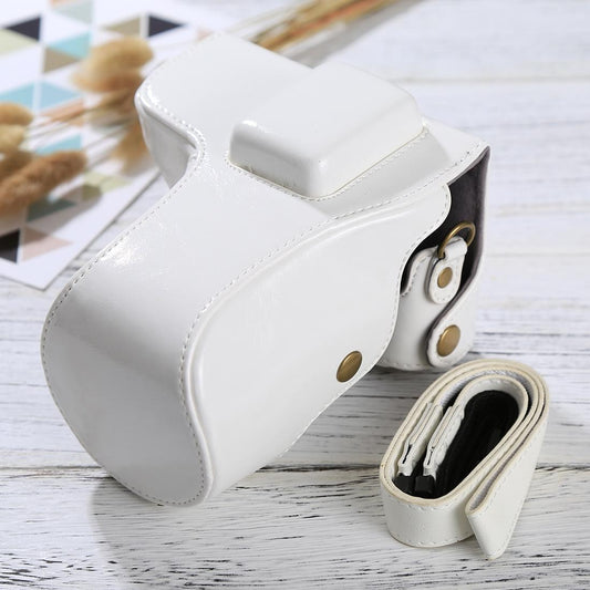 Full Body Camera PU Leather Case Bag with Strap for Samsung NX300 (White)