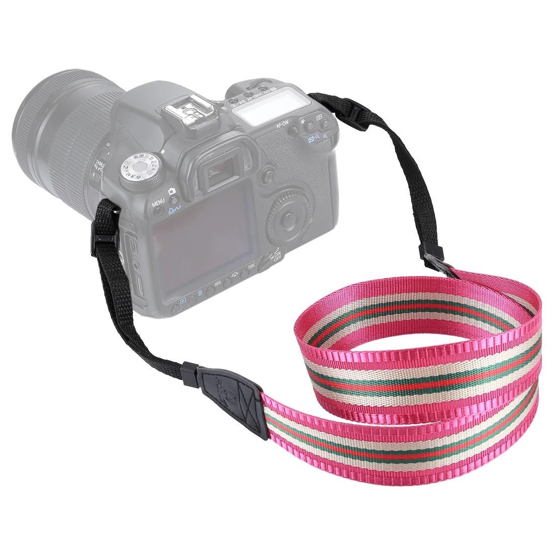 PULUZ Stripe Style  Series Shoulder Neck Strap Camera Strap for SLR / DSLR Cameras (Rose Red)