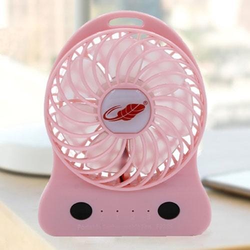 GONGTIAN F928S Portable USB Rechargeable Fans, Three Ranges Speed Wind Adjustment + One Range LED Light Adjustment, Size: 12.3cm x 9.6cm x 3.5cm (Pink)