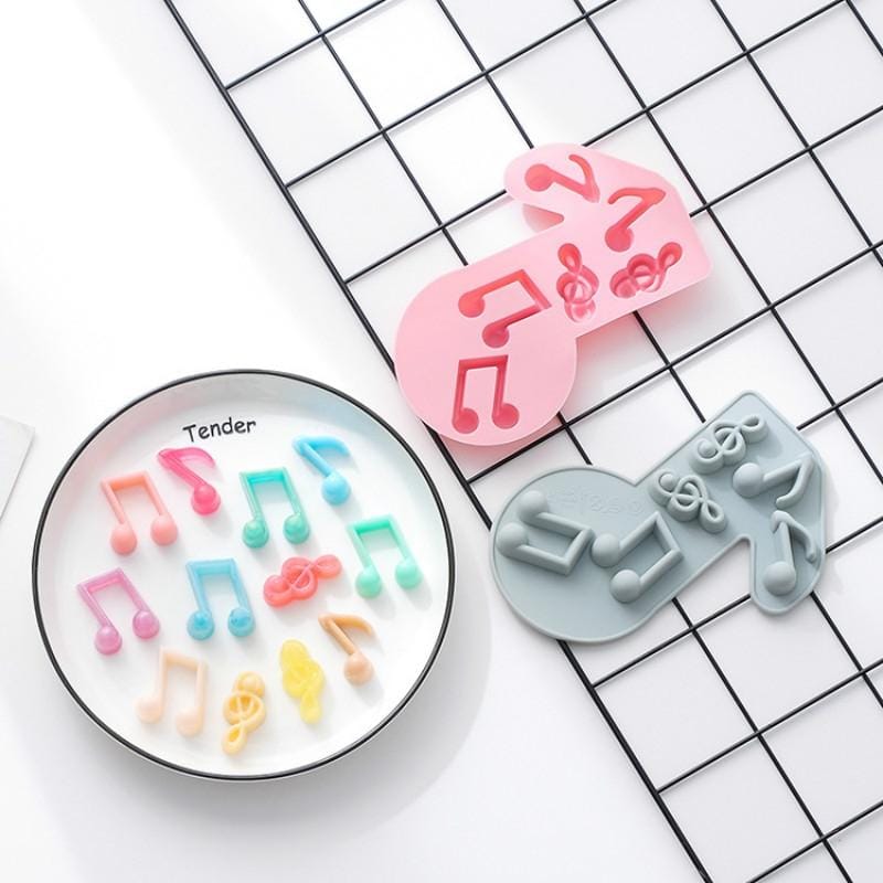 6 PCS Creative Musical Note Silicone Chocolate Mold DIY Baking Cake Mold Ice Tray Mold (Blue)