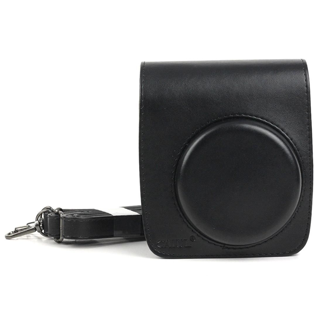 PU Leather Camera Protective bag for FUJIFILM Instax Mini 90 Camera, with Adjustable Shoulder Strap (Black)
