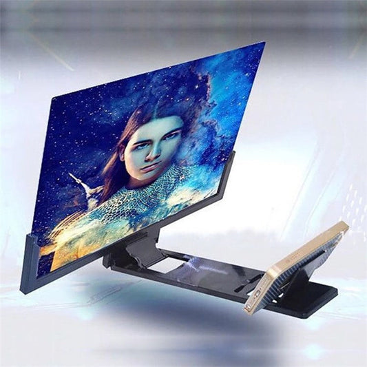 14-inch 3D Magnifier Screen Enlarger HD Movie Video Amplifier Stand for Phones - Black