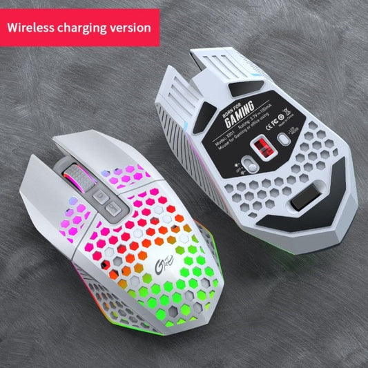 X801 Wired Wireless Gaming Mouse 8000dpi RGB Lighting USB Computer Mice - White/Wireless