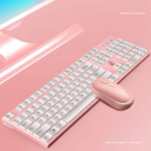 1600DPI Wireless Keyboard and Mouse Set 2.4G with Numeric Keypad for Laptop/PC - Pink
