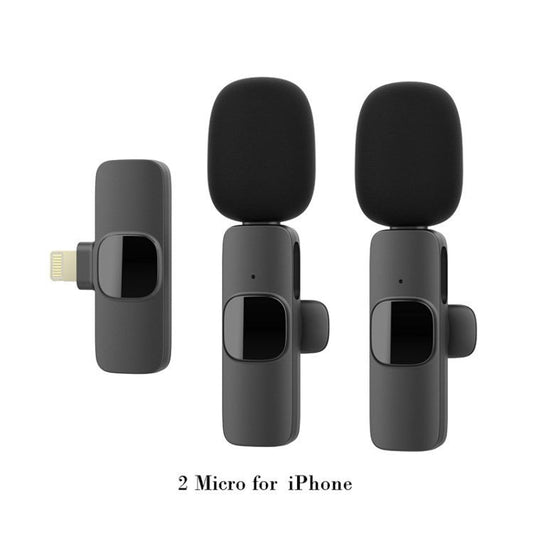 F9 Mini Wireless Lavalier Microphone System Plug Play Receiver Set for Phone Video Recording Live Stream - For Apple / One to Two