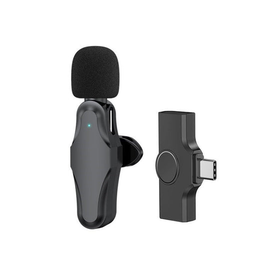 K10 Noise Reduction Lavalier Microphone Lapel 2.4G Wireless Microphone for Interview Video Recording - Black / Type-C