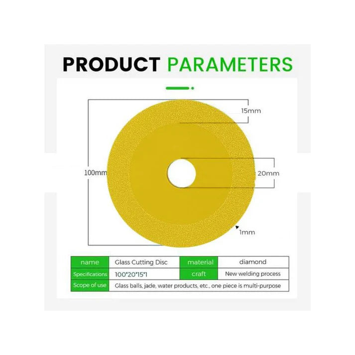 Glass Cutting Disc 1mm Diamond Cutting Blade for Marble Ceramic Tile Porcelain Saw Cut Off Wheel - Yellow