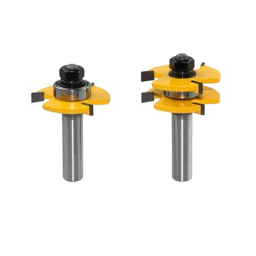 2Pcs Woodworking Router Bit Set 3-Teeth Wood Groove Milling Cutter Tool - 1 / 2in Shank