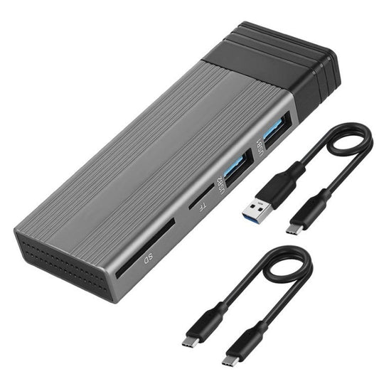 4 in 1  M2 SSD Disk Enclosure USB-C Type-C Hub SD / TF Card Reader Docking Station for PC and Mobile Phone - Silver