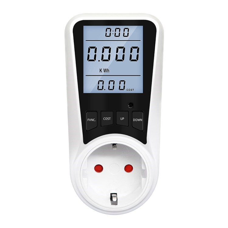 Digital Wattmeter Power Energy Consumption Meter Multifunction LCD Display Voltage Current Electric Meter with Backlit - EU Plug / AC220-240V