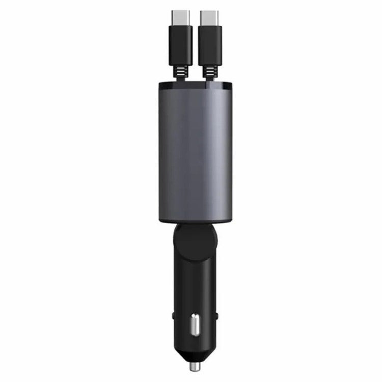 USB+Type-C Dual Port Fast Charging Cigarette Lighter Car Charger with Retractable Cable - Type-C+Type-C