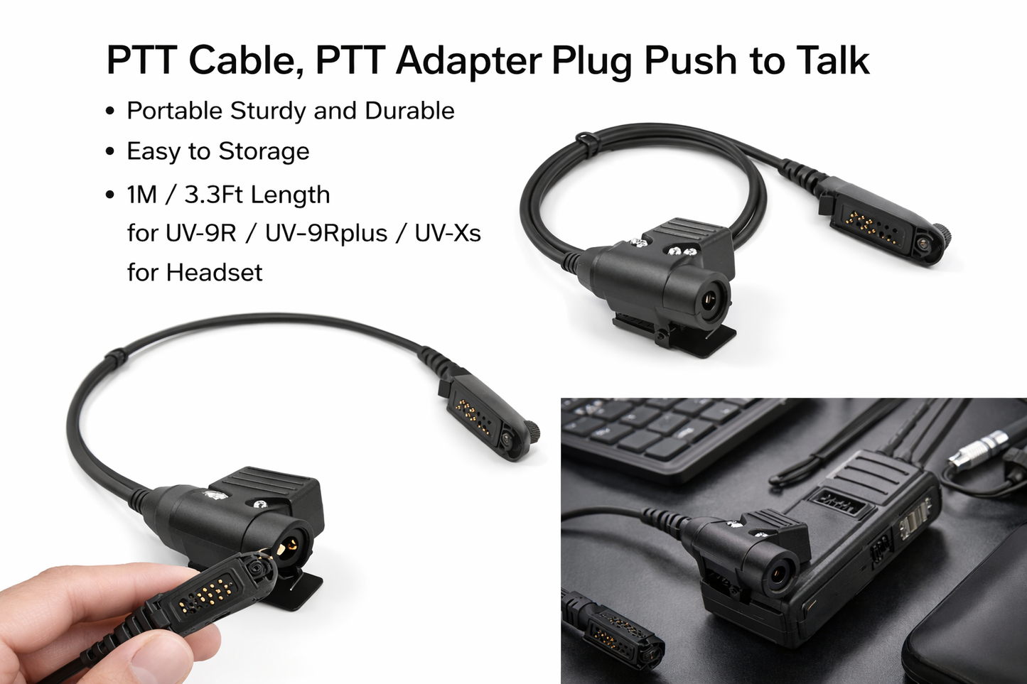 For Motorola GP340 / GP338 / GP328 / GP320 / GP140 HD01 7.1mm Single Ear Walkie Talkie Headphone U94 PTT Adapter (PTT Adapter only)