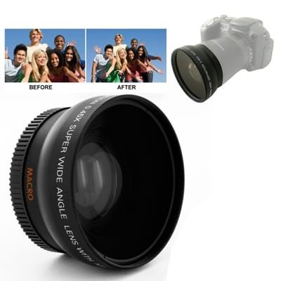 0.45X 52mm Wide Angle Lens with Macro for Nikon D40 / D60 / D70s / D3000 / D3100 / D5000 (Black) - UNIQKART
