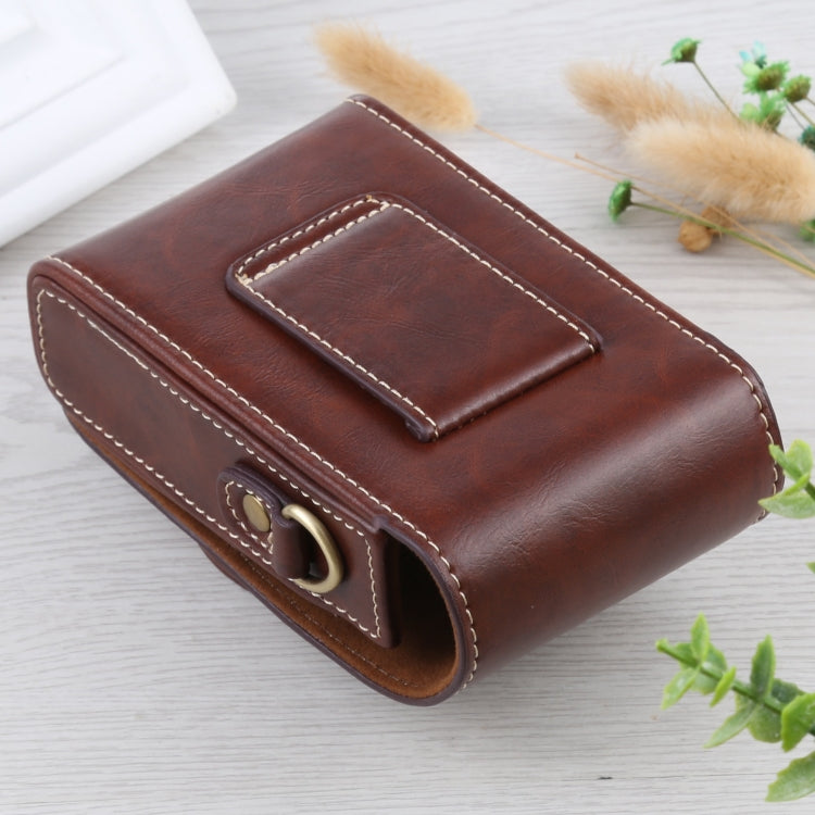 Uniqkart for Ricoh GR / GR II / GR III / GR IIIx Camera Bag Vintage PU Leather Digital Camera Protective Cover with Shoulder Strap - Coffee