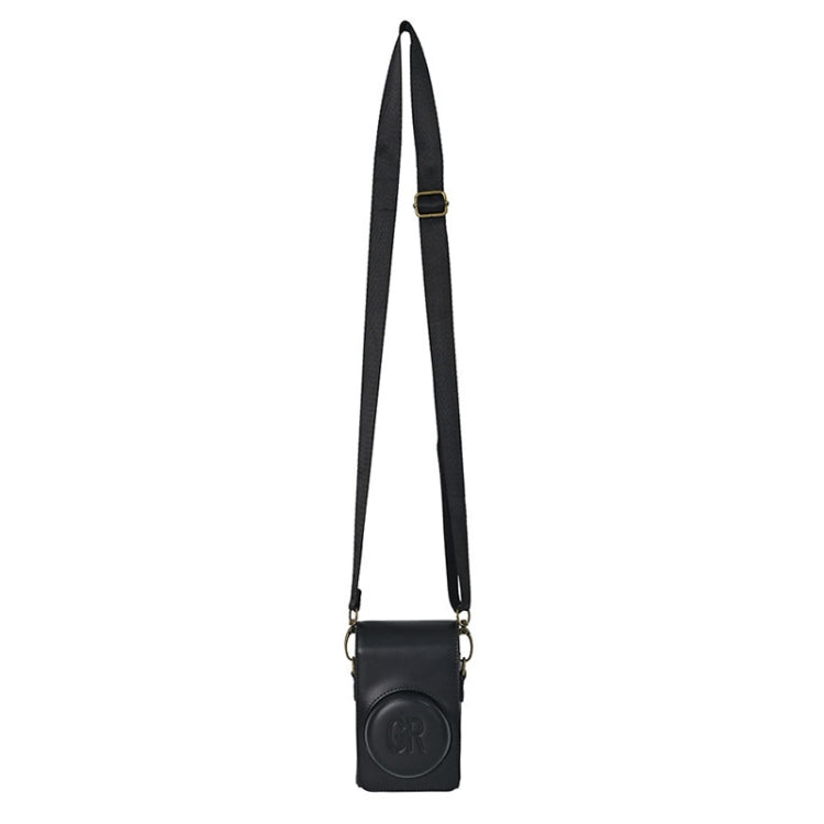 Uniqkart for Ricoh GR / GR II / GR III / GR IIIx Camera Bag Vintage PU Leather Digital Camera Protective Cover with Shoulder Strap - Black