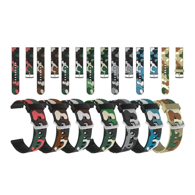 Camouflage Silicone Replacement Wrist Strap Watchband with Silver Buckle, 20mm For Amazfit GTR 2 / GTR 42mm, 20mm For Amazfit GTR 42mm, 20mm For Amazfit GTS / GTS 2