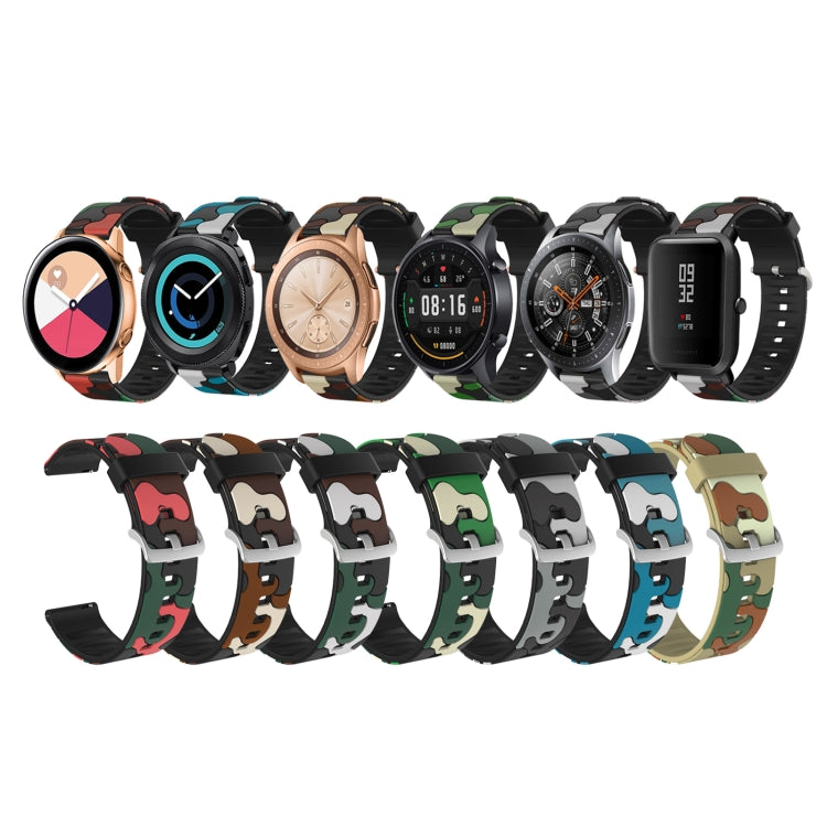 Camouflage Silicone Replacement Wrist Strap Watchband with Silver Buckle, 20mm For Amazfit GTR 2 / GTR 42mm, 20mm For Amazfit GTR 42mm, 20mm For Amazfit GTS / GTS 2