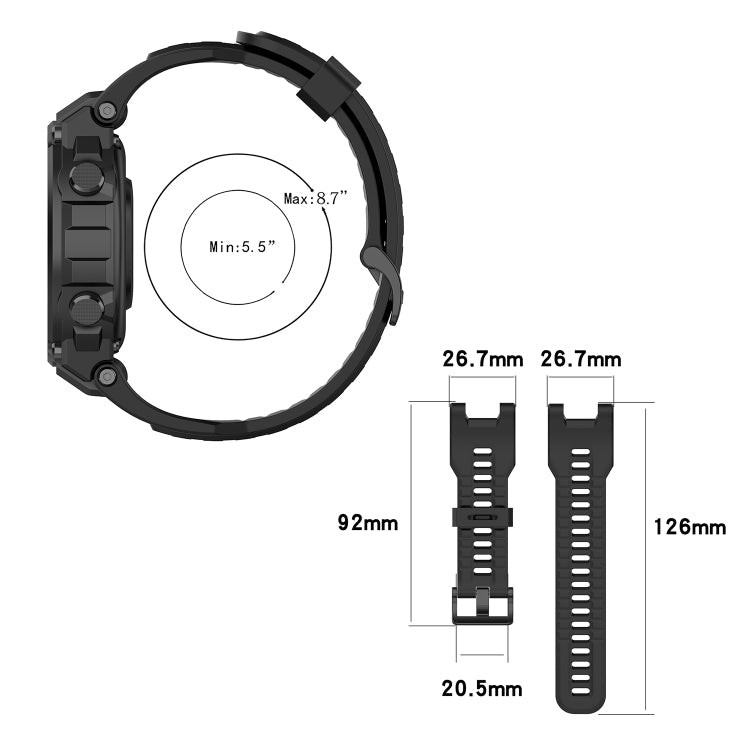 Silicone Replacement Strap Watchband with Dismantling Tools, One Size, For Amazfit T-Rex Pro / Amazfit T-Rex