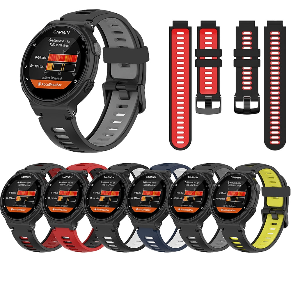 For Garmin Forerunner 220/230/235/620/630/735XT Two-color Silicone Watch Band(Black+Grey)
