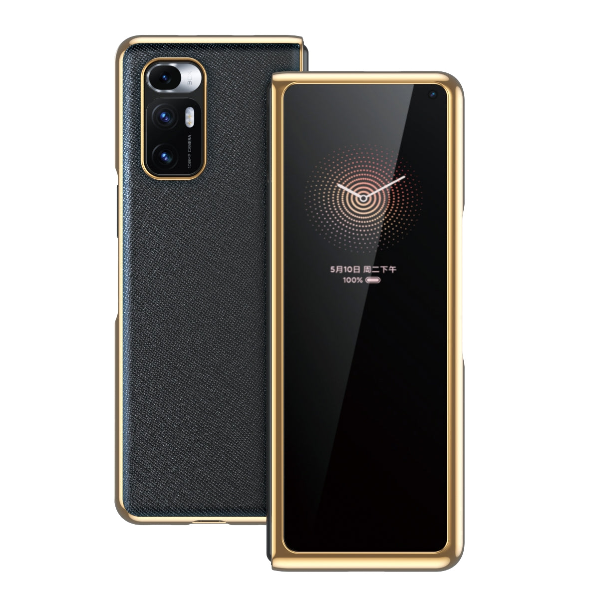 For Xiaomi Mi Mix Fold Electroplated Leather Texture Protective Case(Black)