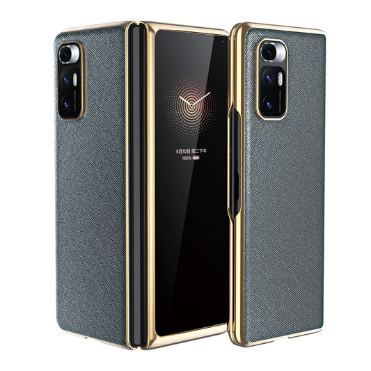 For Xiaomi Mi Mix Fold Electroplated Leather Texture Protective Case(Grey)