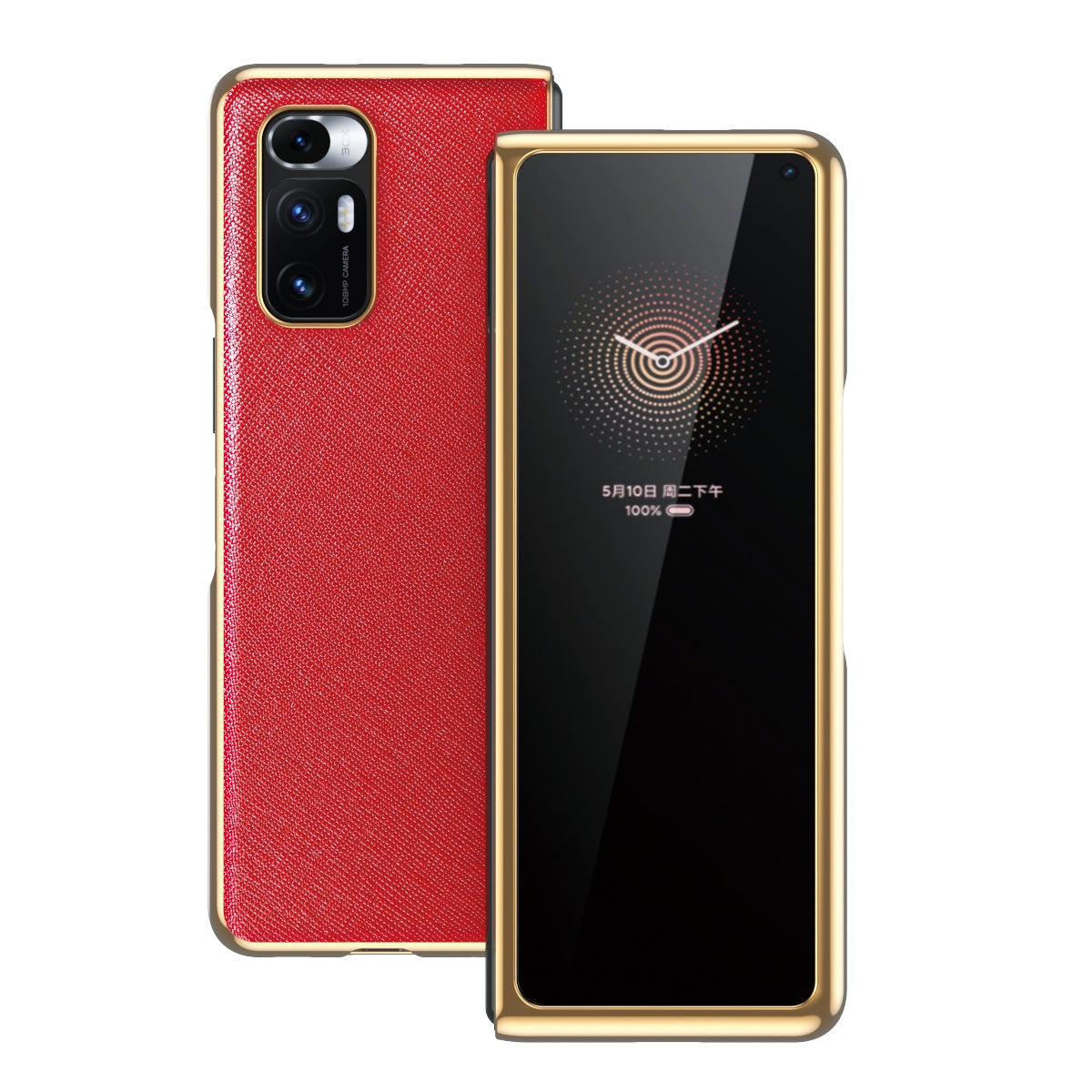 For Xiaomi Mi Mix Fold Electroplated Leather Texture Protective Case(Red)
