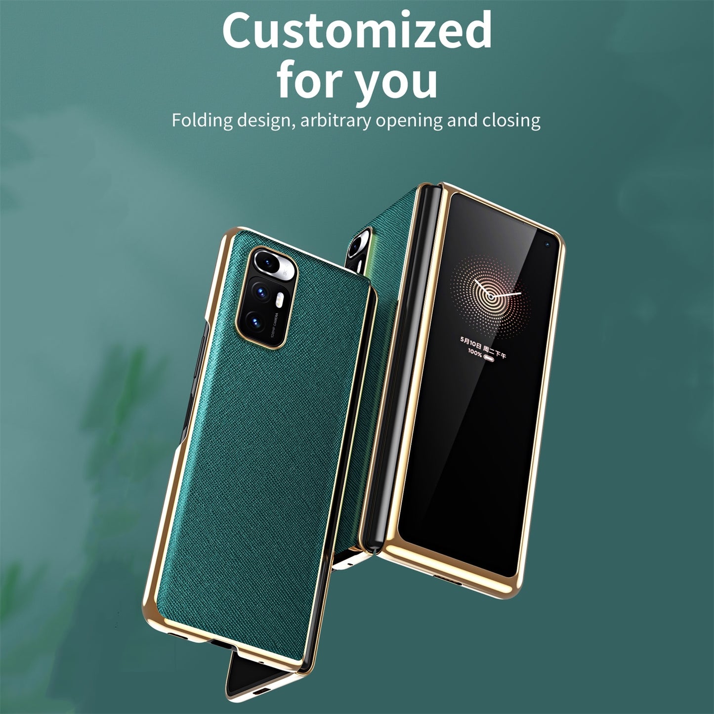 For Xiaomi Mi Mix Fold Electroplated Leather Texture Protective Case(Purple)