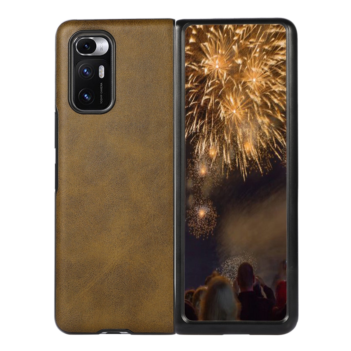 For Xiaomi Mi Mix Fold Two-color Cowhide Leather Protective Case(Khaki)