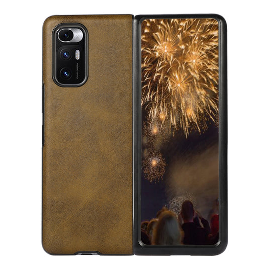 For Xiaomi Mi Mix Fold Two-color Cowhide Leather Protective Case(Khaki)