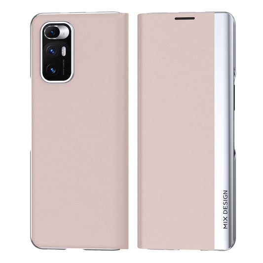 For Xiaomi Mix Fold Electroplated Horizontal Flip Leather Case with Holder(Pink)