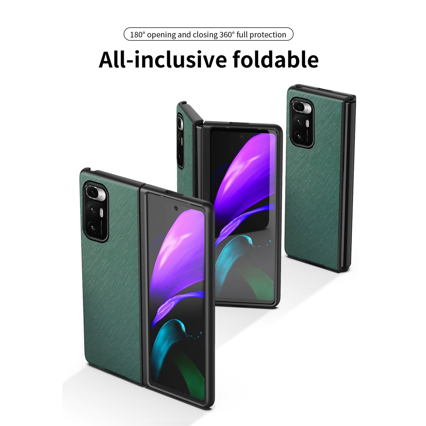 For Xiaomi Mi Mix Fold Foldable Protective Case, Pattern:Lychee Pattern(Green)