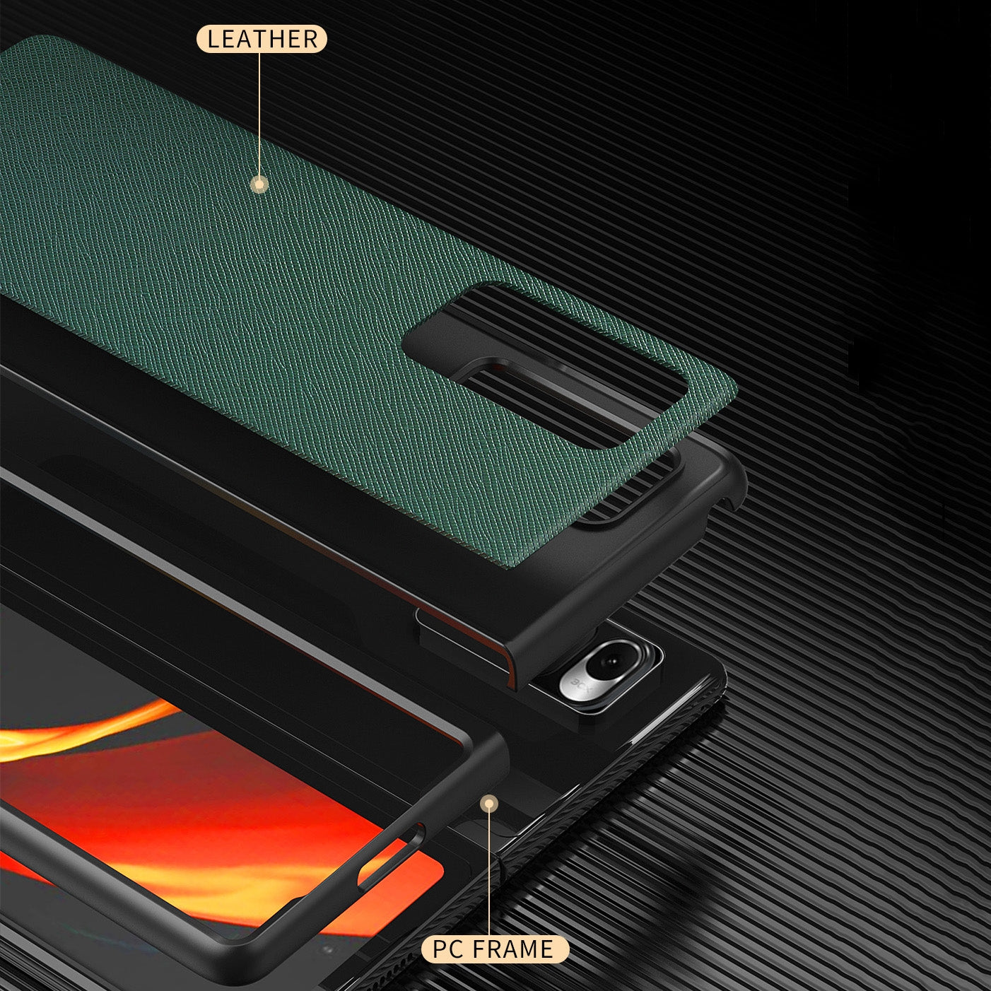 For Xiaomi Mi Mix Fold Foldable Protective Case, Pattern:Lychee Pattern(Green)
