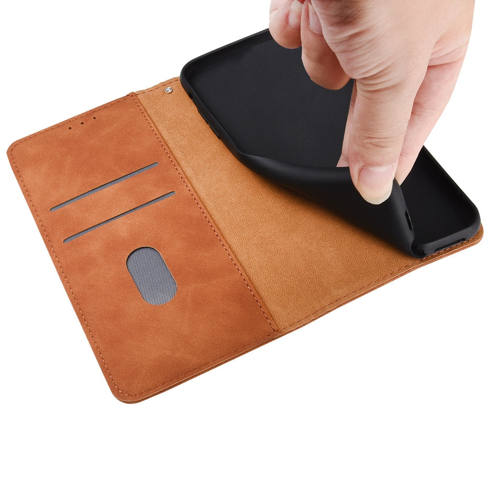 For Xiaomi Mi Mix Fold Solid Color Skin Feel Magnetic Buckle Horizontal Flip Calf Texture PU Leather Case with Holder & Card Slots & Wallet(Brown)