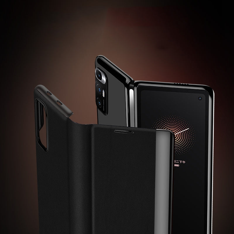 For Xiaomi Mi Mix Fold Matte First Layer Cowhide Folding Leather Case(Purple)