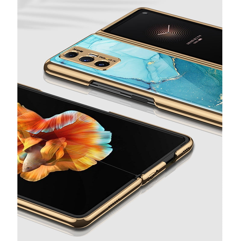 For Xiaomi Mi Mix Fold GKK Electroplating Painted Glass Phone Case(Gold Line Black)