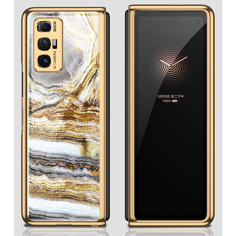 For Xiaomi Mi Mix Fold GKK Marble Pattern Electroplating Painted Glass Case(Marble 09)
