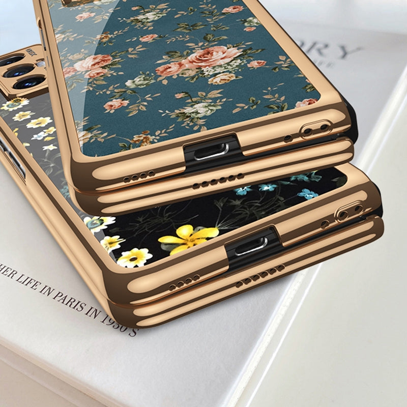 For Xiaomi Mi Mix Fold GKK Floral Pattern Electroplating Painted Glass Case(Floral 04)