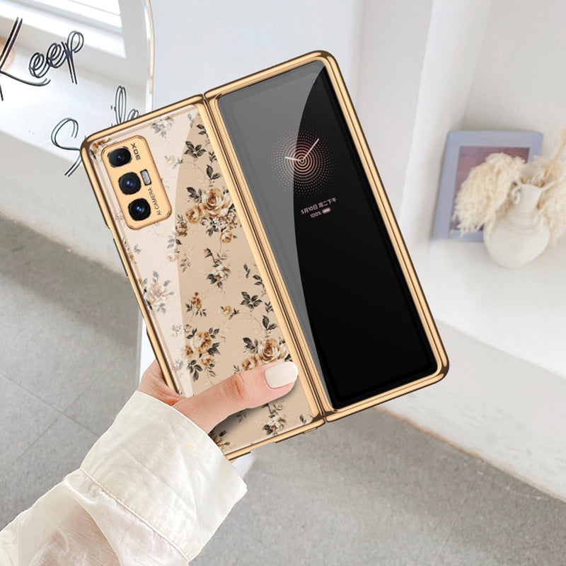 For Xiaomi Mi Mix Fold GKK Floral Pattern Electroplating Painted Glass Case(Floral 04)