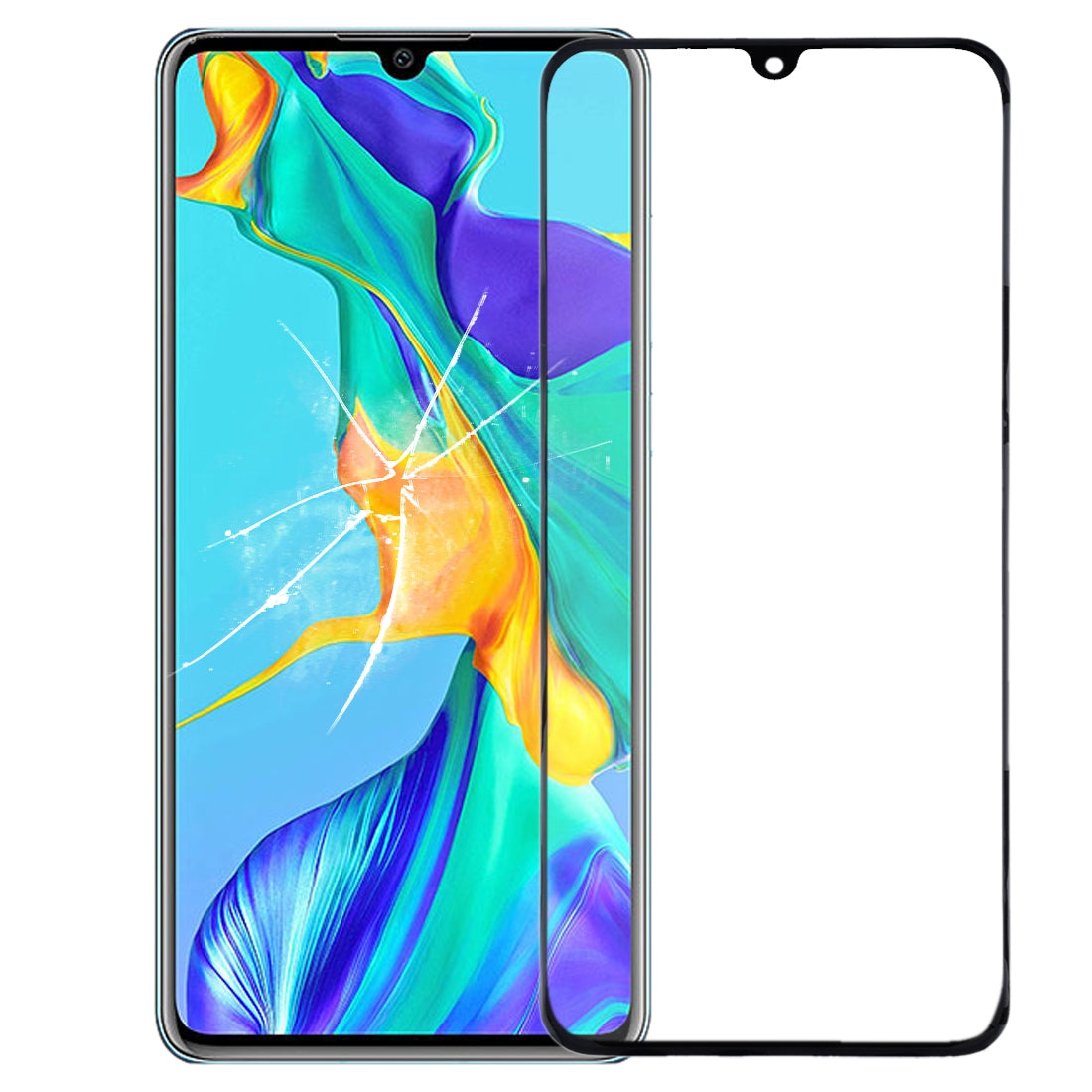 For Huawei P30 Front Screen Outer Glass Lens with OCA Optically Clear Adhesive 